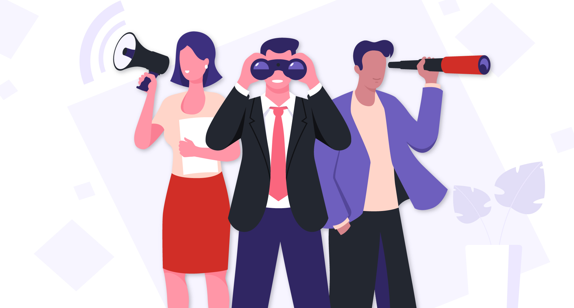 Illustration de trois employeurs à la recherche de main d'oeuvre - e-Learning