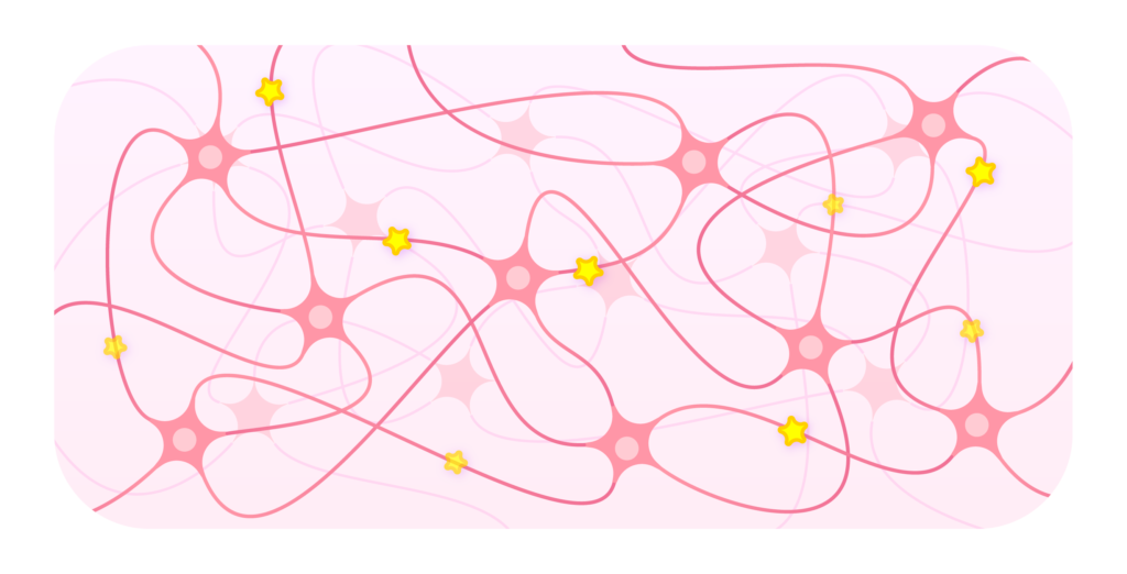 Animation des neurones en action, illustrant la neuroplasticité