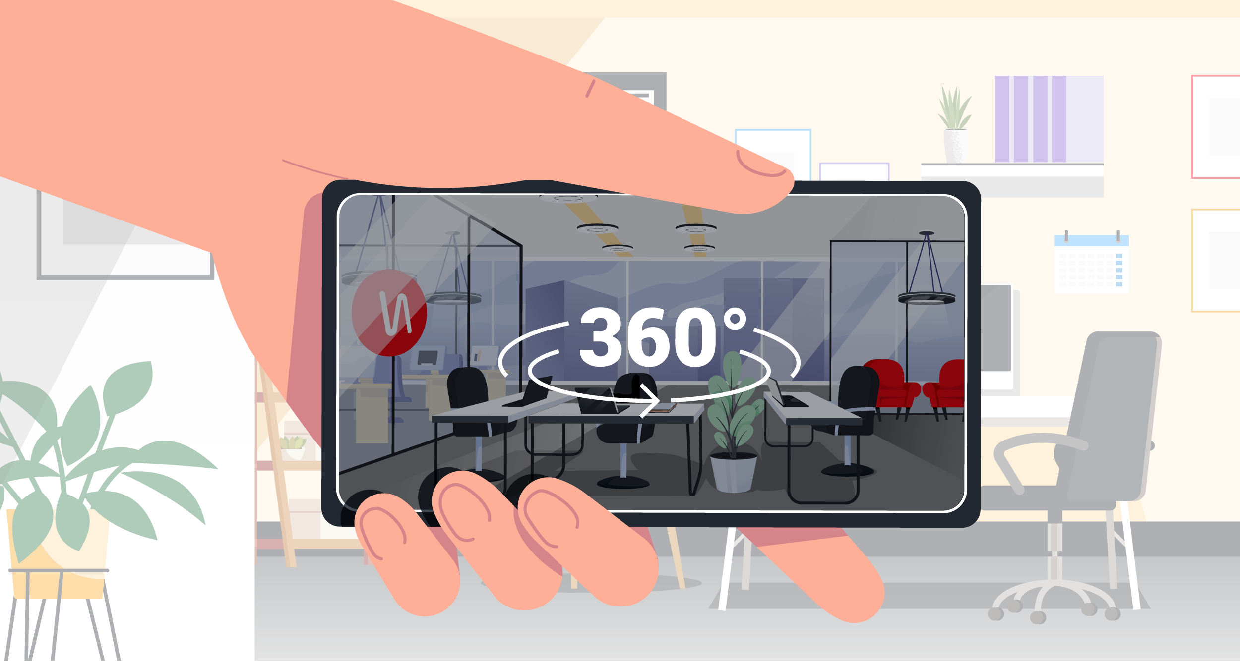 Illustration of a learner using their smartphone to see 360° content